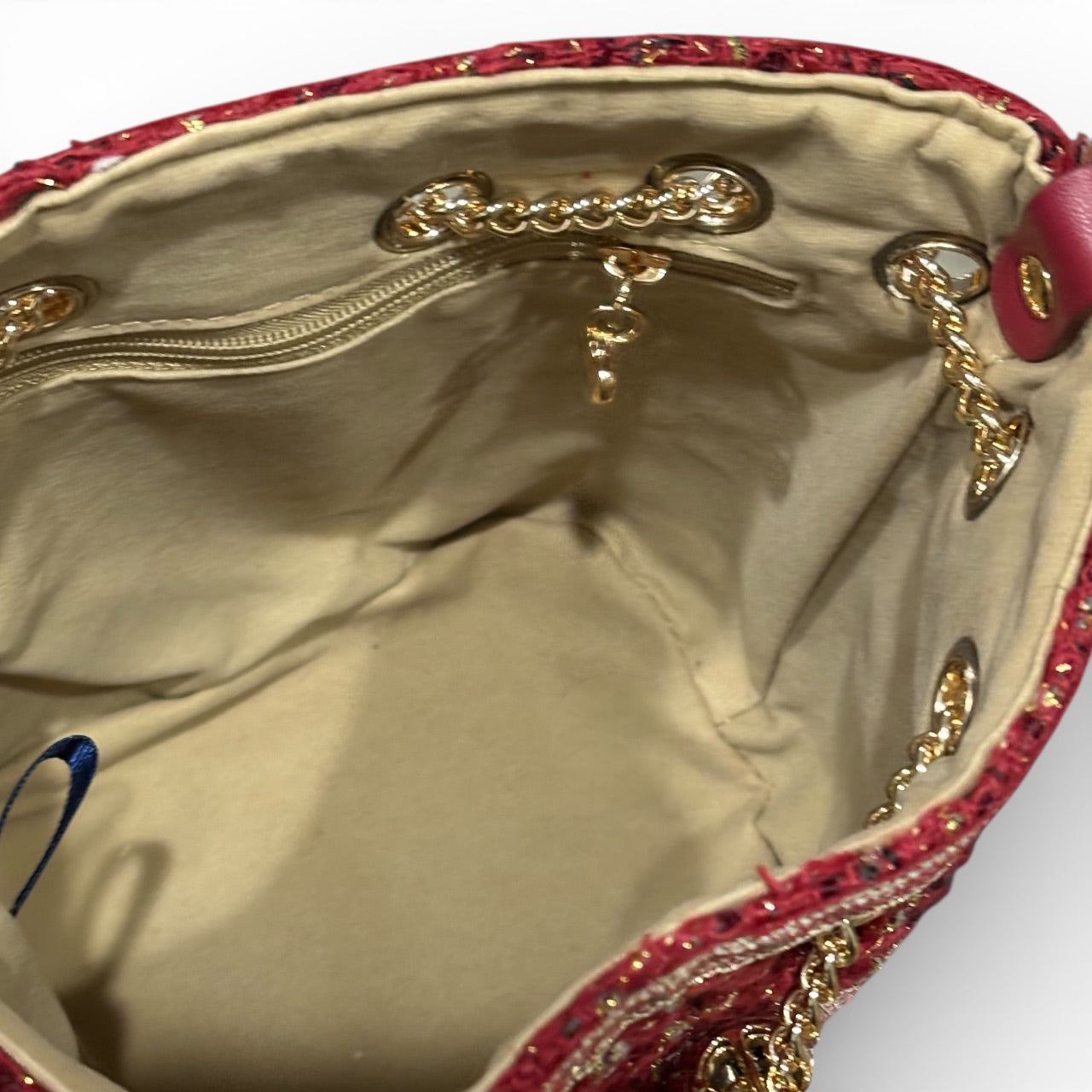Red Tweed Gold Mini Bucket Bag With | VIP/GWP
