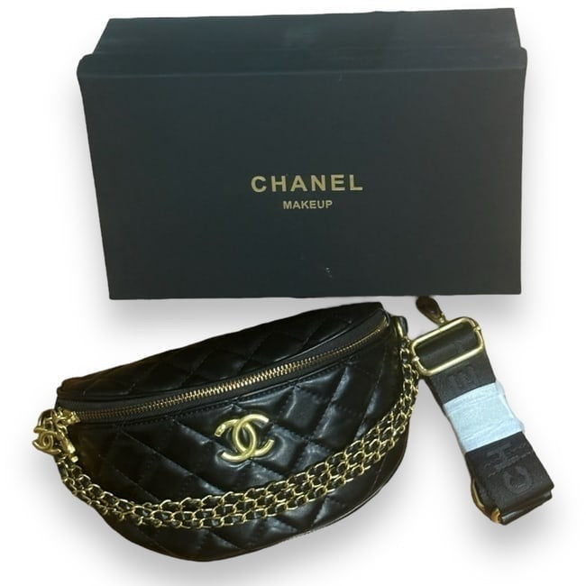 Black & Gold Quilted Belt BumBag w/ Box | VIP/GWP