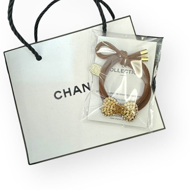 Rhinestone Gold CC Hair Bow Shaped Hair Tie | Beaute
