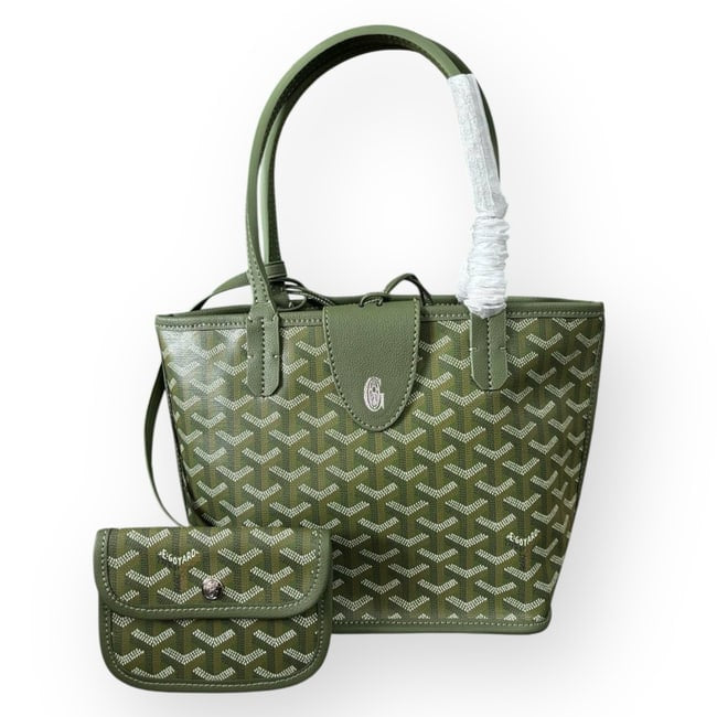 Green Sig Print Mini Tote, Removable Pouch | VIP/GWP