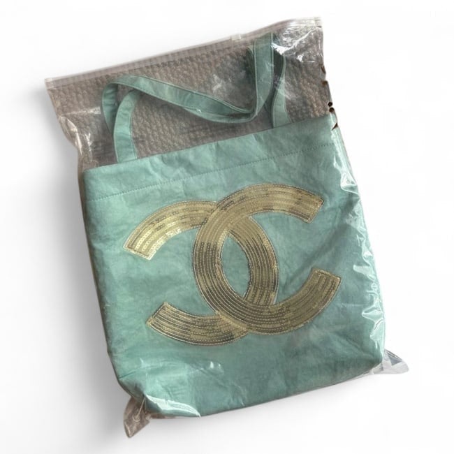 Sea Foam Green Sequin CC Double Handle Tote | VIP/GWP