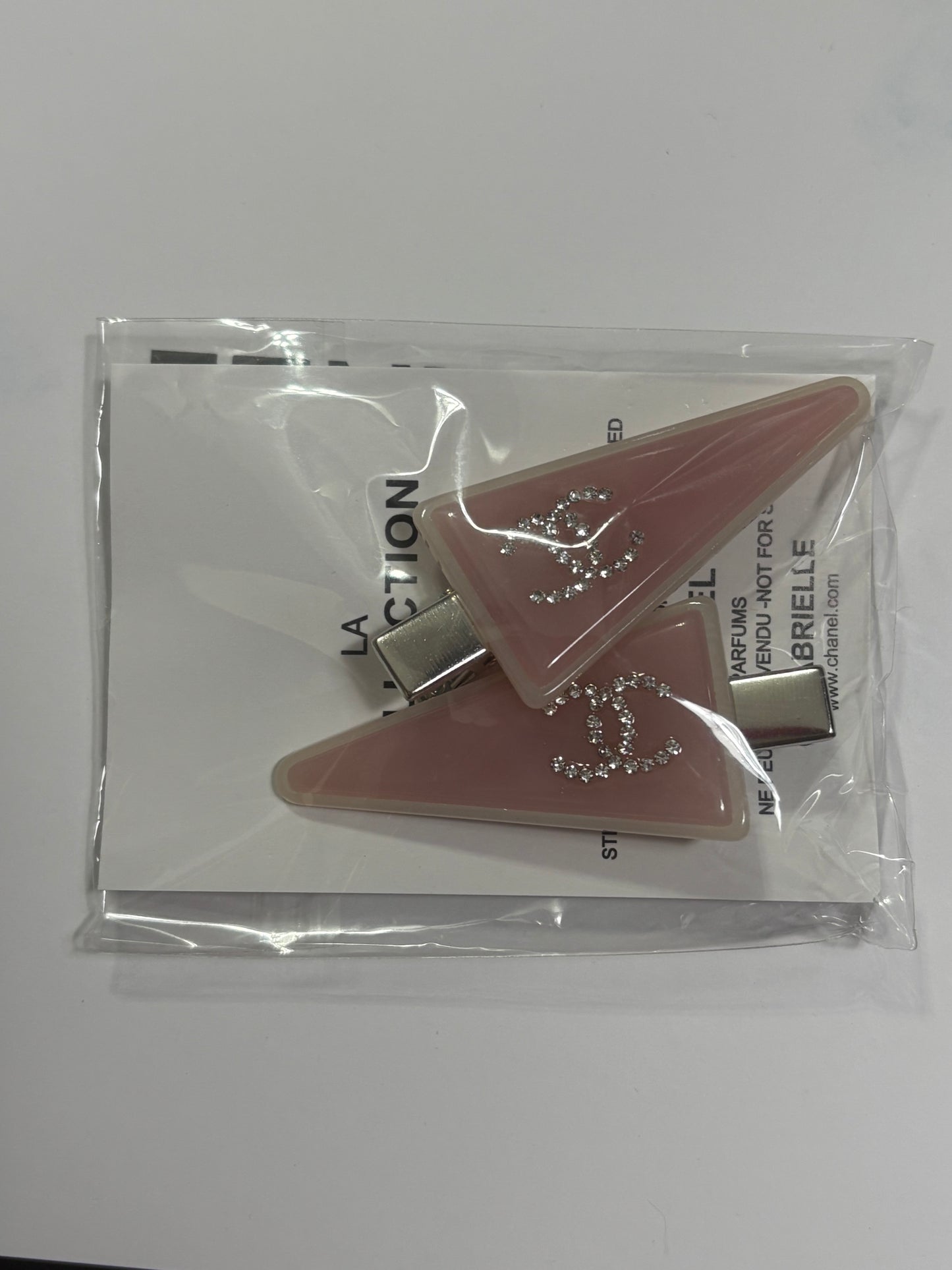 2Pc Large Pink Silver Rhinestone CC Hair Clips | Beaute