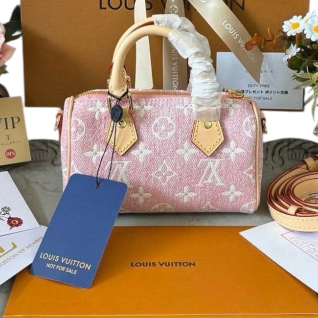 Pink Denim Monogram Nano Speedy Bag w/ Box | VIP/GWP