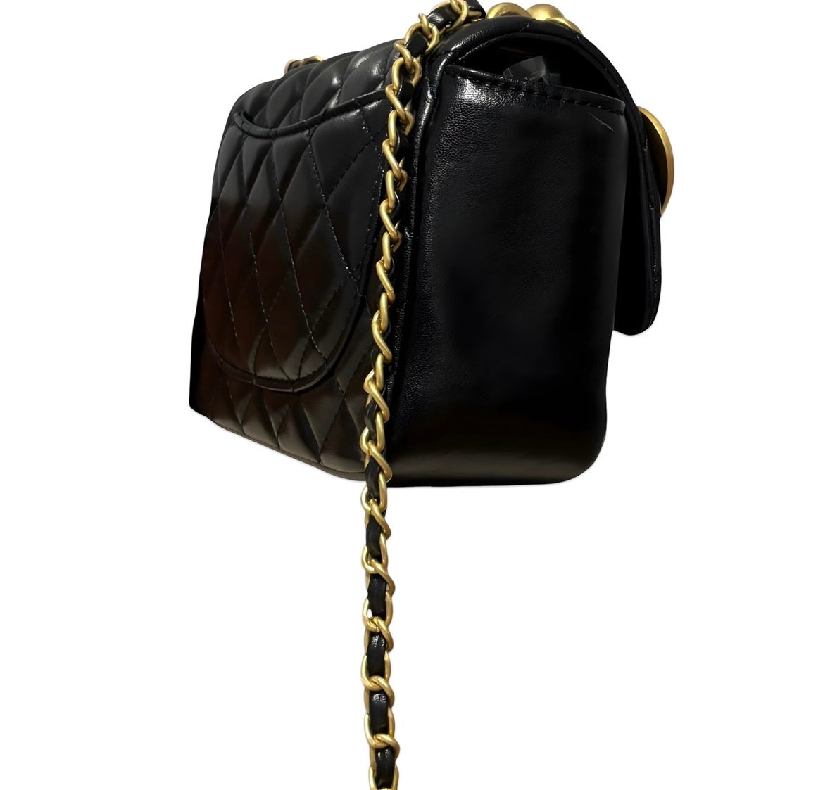 Quilted Mini Maxi Bag w Charm Pearl Detail | VIP/GWP