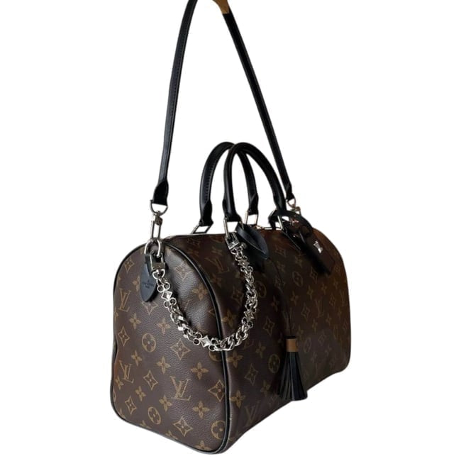 Brown Monogram Black Speedy 30 Bag, Strap | VIP/GWP