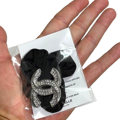 Silver White Rhinestone CC Scrunchy | Beaute