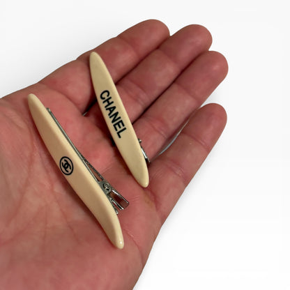 2Pc Cream Long Skinny Hair Clips | Beaute