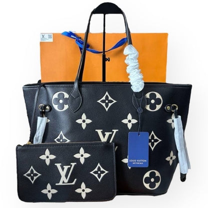 Black Monogram Creme Neverfull PM Bag w/ Gift Bag Tote & Pouch | VIP/GWP
