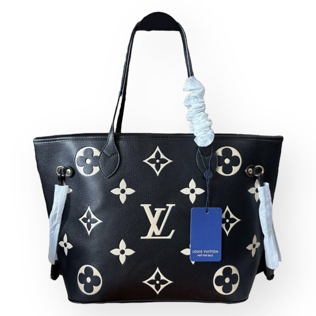 Black Monogram Creme Neverfull PM Bag w/ Gift Bag Tote & Pouch | VIP/GWP