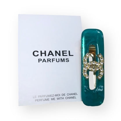 Turquoise Rhinestone CC Rounded Rectangle Hair Clips | Beaute
