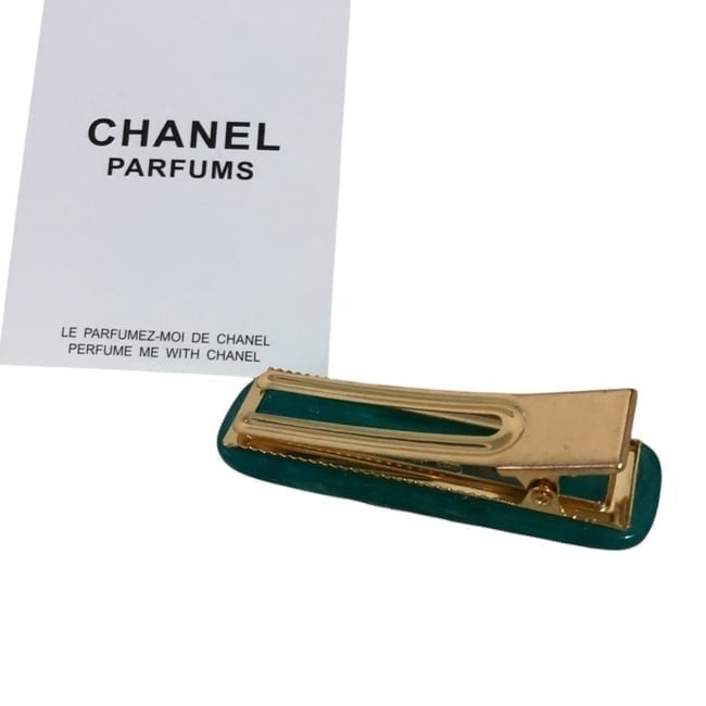Turquoise Rhinestone CC Rounded Rectangle Hair Clips | Beaute
