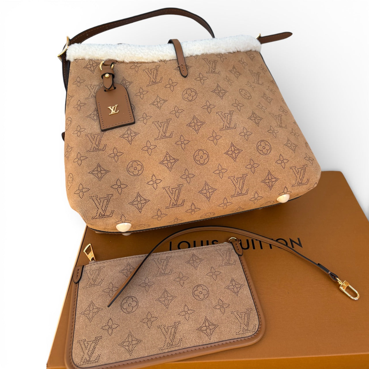 Suede Fur Carryall Bag, Strap, w/ Box | VIP/GWP