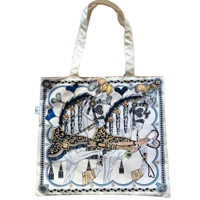 Cream Multi Signature Horse Print U.L Tote | VIP/GWP