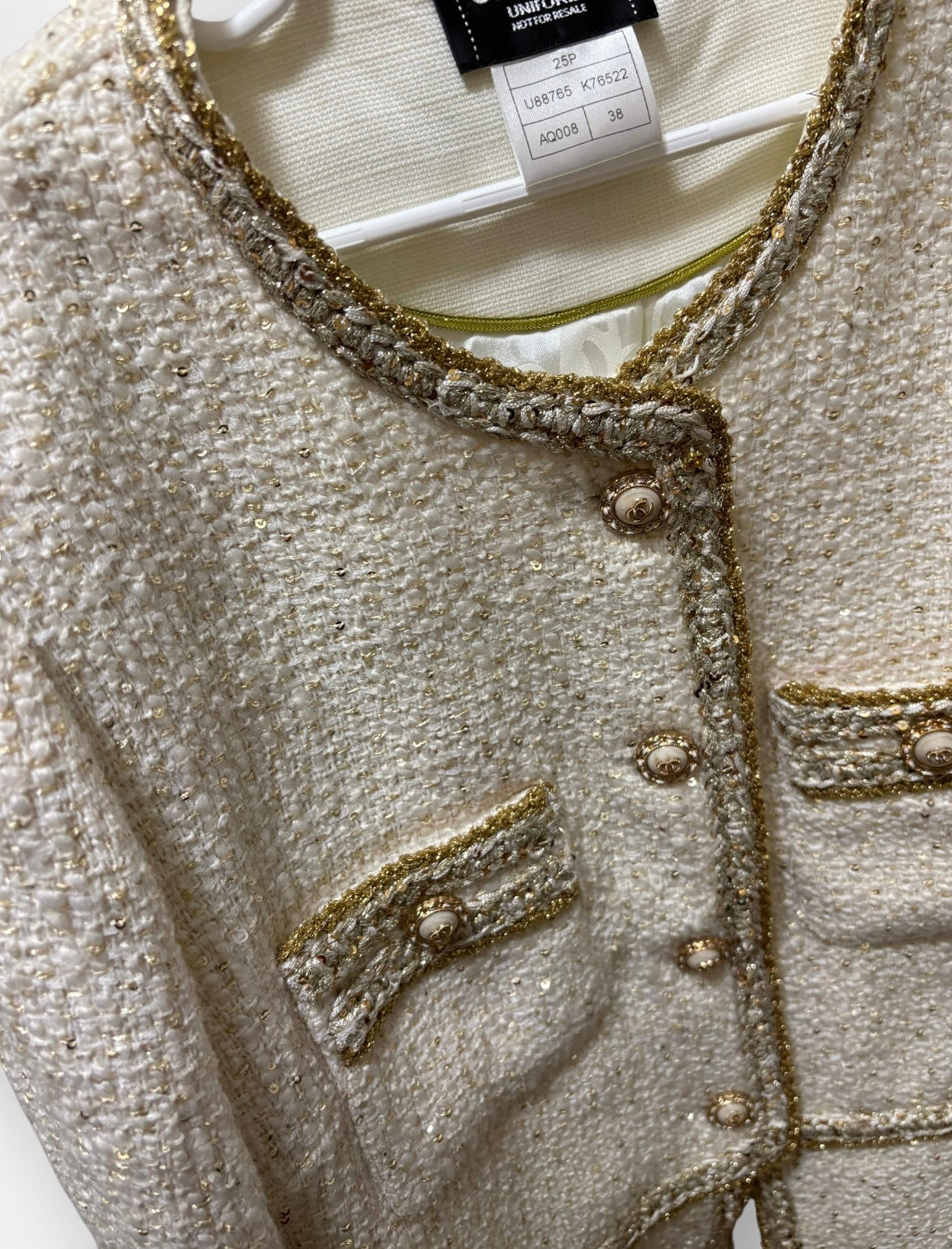 Cream Gold Detailed Tweed Button Up U.L Jacket | VIP/GWP