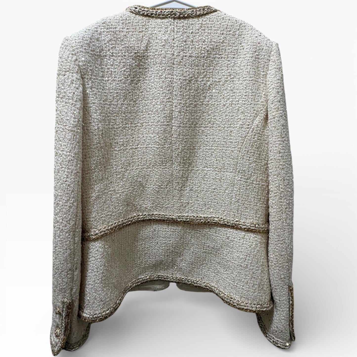 Cream Gold Detailed Tweed Button Up U.L Jacket | VIP/GWP