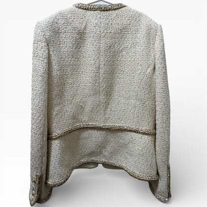 Cream Gold Detailed Tweed Button Up U.L Jacket | VIP/GWP