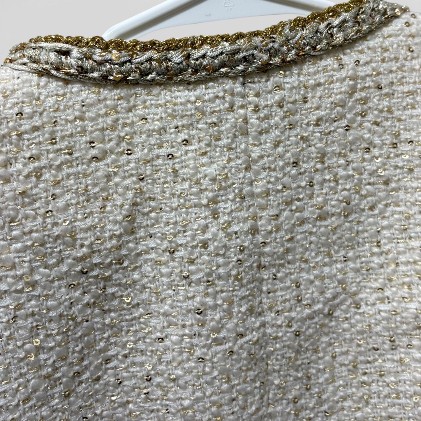 Cream Gold Detailed Tweed Button Up U.L Jacket | VIP/GWP