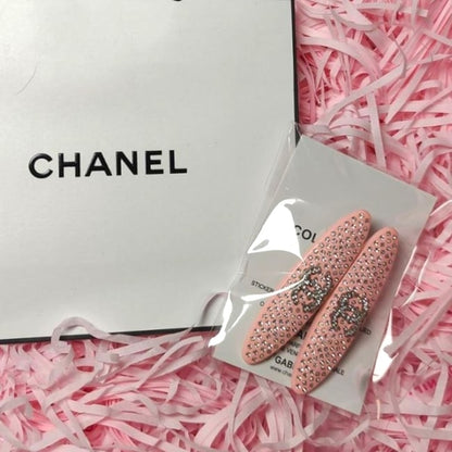 2Pc Coral Rhinestoned Long Oval Hair Clips | Beaute