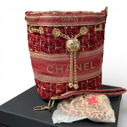 Red Tweed Gold Mini Bucket Bag With | VIP/GWP