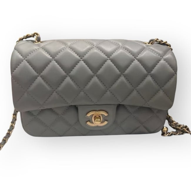 Dark Grey Pearl Crush Mini Flap Bag w/ Box | VIP/GWP