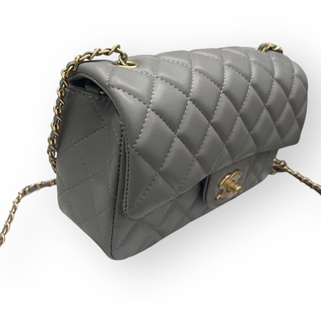 Dark Grey Pearl Crush Mini Flap Bag w/ Box | VIP/GWP