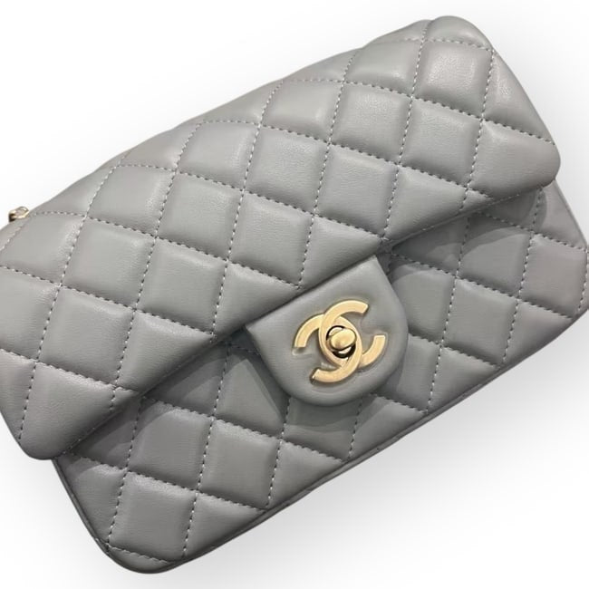 Dark Grey Pearl Crush Mini Flap Bag w/ Box | VIP/GWP