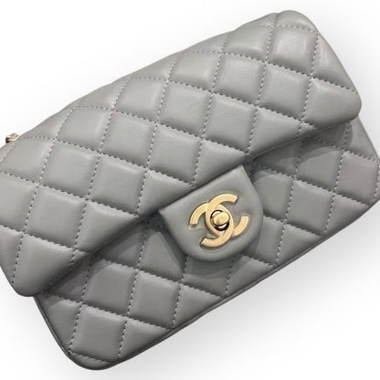 Dark Grey Pearl Crush Mini Flap Bag w/ Box | VIP/GWP