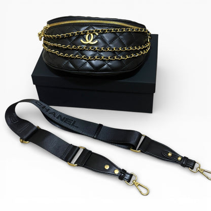 Black & Gold Quilted Belt BumBag w/ Box | VIP/GWP
