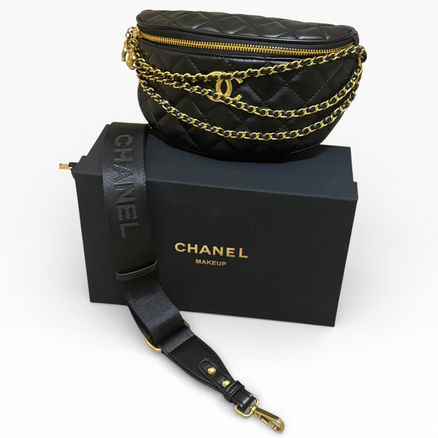 Black & Gold Quilted Belt BumBag w/ Box | VIP/GWP