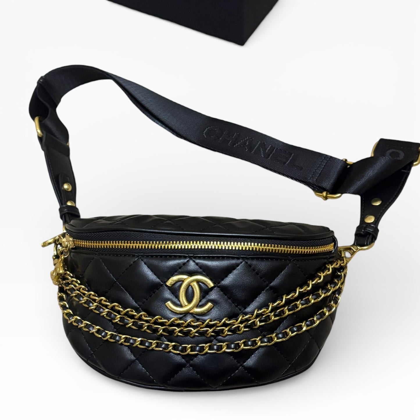 Black & Gold Quilted Belt BumBag w/ Box | VIP/GWP
