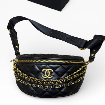 Black & Gold Quilted Belt BumBag w/ Box | VIP/GWP