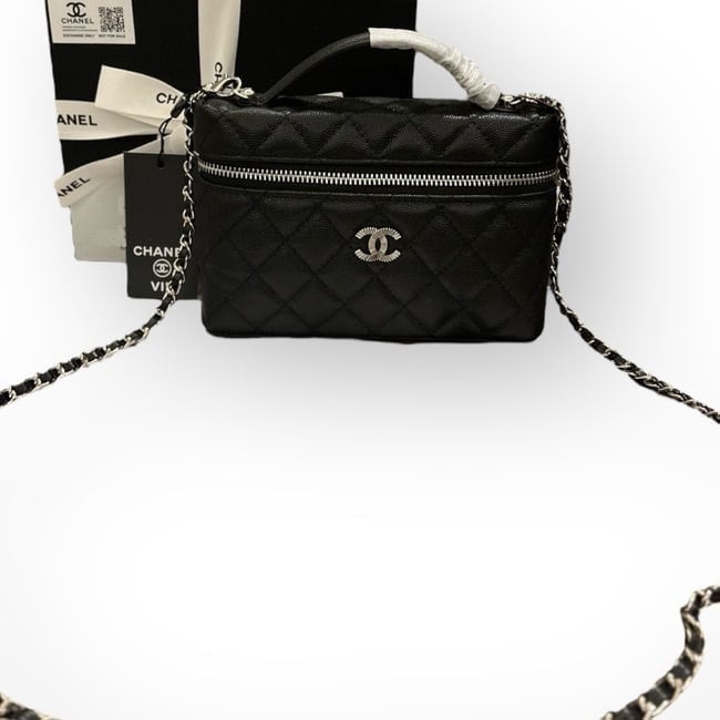 Black Quilted Vanity Case On Chain w/ Box | VIP/GWP