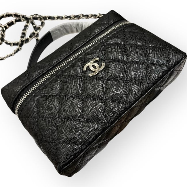 Black Quilted Vanity Case On Chain w/ Box | VIP/GWP
