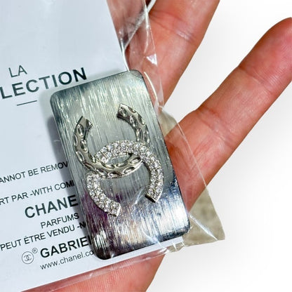 Silver Rhinestone Detailed CC Wide Rectangle Hair Clips | Beaute