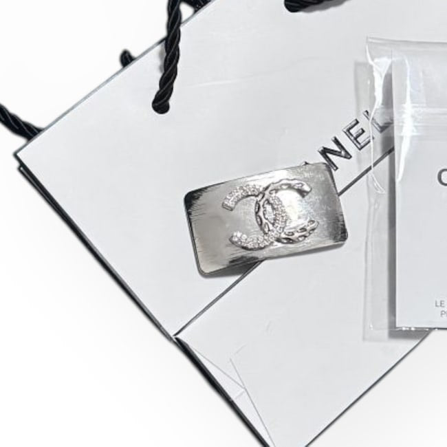 Silver Rhinestone Detailed CC Wide Rectangle Hair Clips | Beaute