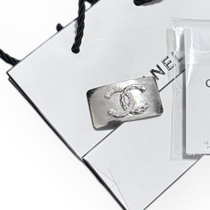 Silver Rhinestone Detailed CC Wide Rectangle Hair Clips | Beaute