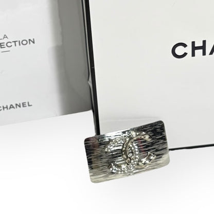 Silver Rhinestone Detailed CC Wide Rectangle Hair Clips | Beaute