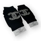Gabrielle Black Rhinestone Logo Fingerless Gloves | VIP/GWP