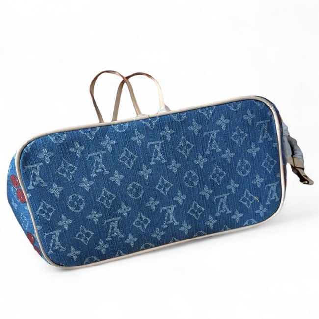 Denim Cherry Print Neverfull MM Tote & Pouch | VIP/GWP