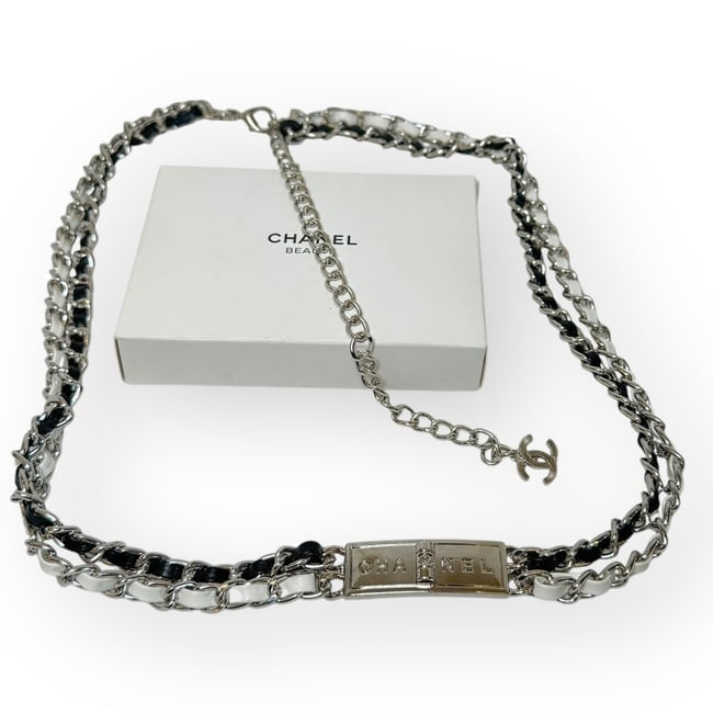 Silver Black & White Intertwined Chain Belt | VIP/GWP