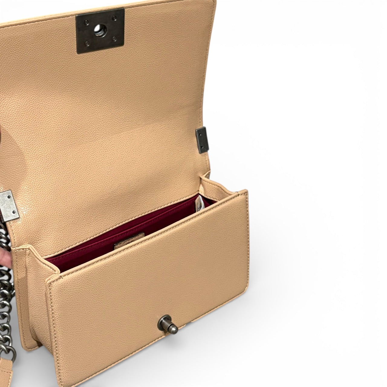 Beige & Silver Caviar Quilted Le Boy Bag | VIP/GWP