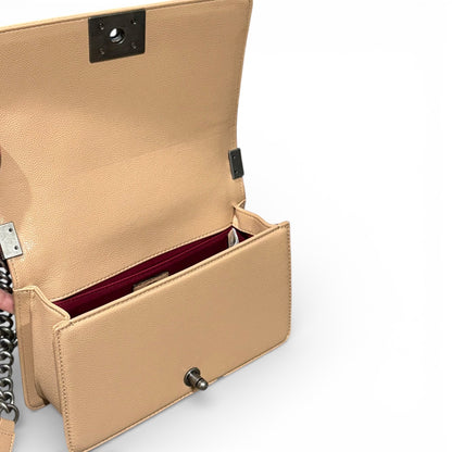 Beige & Silver Caviar Quilted Le Boy Bag | VIP/GWP