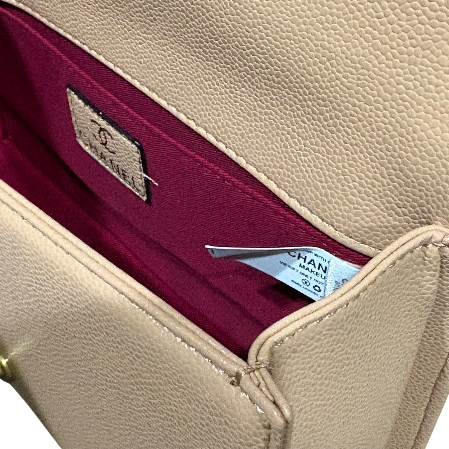 Beige & Silver Caviar Quilted Le Boy Bag | VIP/GWP