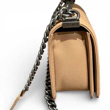 Beige & Silver Caviar Quilted Le Boy Bag | VIP/GWP