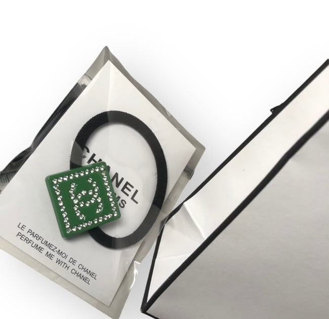 Green White Rhinestone Square Hair Tie | Beaute