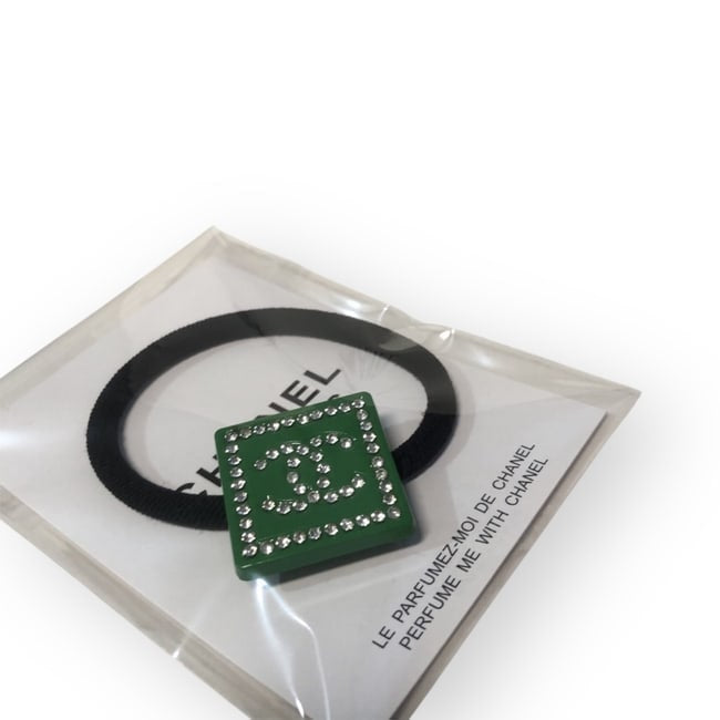 Green White Rhinestone Square Hair Tie | Beaute