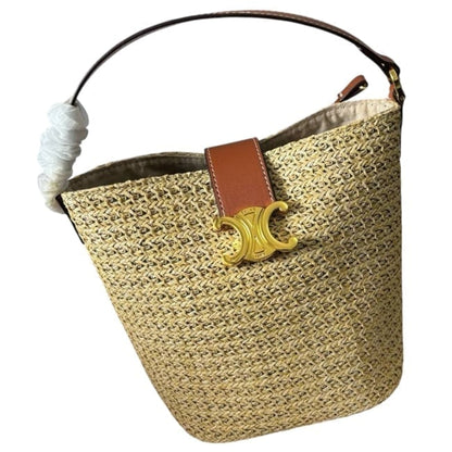 Woven Gold Front Logo Louise Bucket Bag | VIP/GWP