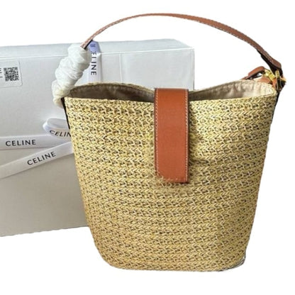 Woven Gold Front Logo Louise Bucket Bag | VIP/GWP