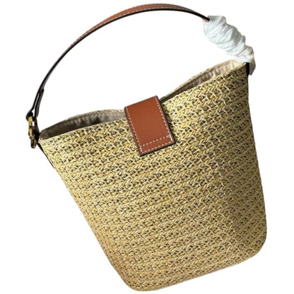 Woven Gold Front Logo Louise Bucket Bag | VIP/GWP