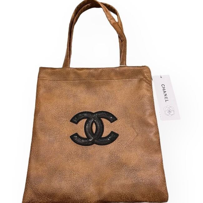 Brown Black Sequin CC Logo Tote | VIP/GWP